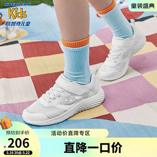 SKECHERS 斯凯奇 透气网面童鞋春季轻便男童运动鞋休闲小白鞋405233L