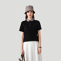 Aquascutum 雅格狮丹 女士经典格子衬衫领POLO衫商务短袖 301380