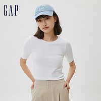 Gap 盖璞 女装夏季新款莫代尔弹力修身辣妹风正肩短袖T恤540635休闲上衣