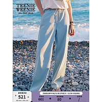 TEENIE WEENIE 小熊2023夏季新款宽松薄款舒适阔腿牛仔裤长裤子女 浅蓝色 155/XS