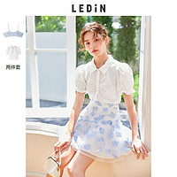 移动专享：LEDIN 乐町 可爱泡泡袖衬衫夏季新款白色上衣女宽松设计感