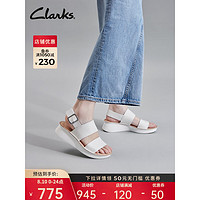 Clarks 其乐 微尔希系列女鞋2023夏舒适一字带厚底沙滩凉鞋女 白色261708244 40