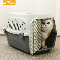 HELLOJOY 宠物航空箱带隔尿板猫咪车载猫笼外出狗猫箱猫笼子便携猫包卡其色
