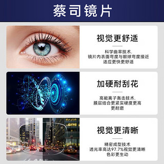 ZEISS 蔡司 视特耐 1.60防蓝光树脂镜片*2片+纯钛镜架多款可选