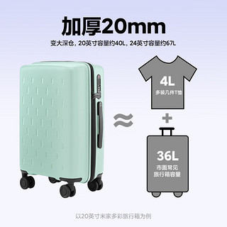 MIJIA 米家 小米行李箱男20英寸大容量旅行箱万向轮拉杆箱女密码登机箱绿色