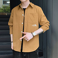 AEX 男士长袖衬衫舒适简约清新百搭男式衬衣时尚开衫外套