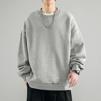 回力重磅圆领纯色卫衣男春秋季2023新款美式T恤潮牌情侣长袖外套