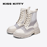抖音超值购：Kiss KITTY休闲中筒圆头女鞋时尚百搭透气英伦马丁靴SA32173-61
