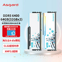 Asgard 阿斯加特 64GB(32GBx2)套 DDR5 6400 台式机内存 RGB灯条-吹雪