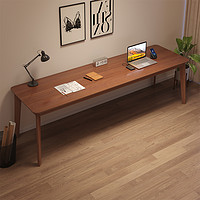普派 电脑桌双人书桌长条桌实木框架桌椅组合套装靠墙办公学习桌子 胡桃色180*60cm