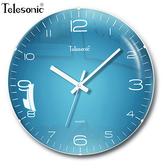 PLUS会员：Telesonic 天王星 挂钟客厅钟表创意简约石英钟薄边挂表拱形镜面北欧风格