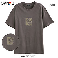 抖音超值购：Sanford 三福 夏季男装短袖T恤国潮狮子印花上衣474704