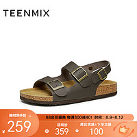 TEENMIX 天美意 2023夏商场同款沙滩鞋百搭帅气男凉鞋3JX01BT3 棕色 40