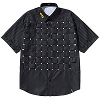 GENANX 闪电潮牌 2023SS夏季新款短袖衬衫编织镂空条纹设计情侣衬衫