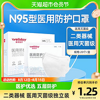 88VIP：WELLDAY 维德 医疗n95口罩医疗级医用灭菌独立装20只一次性医护级防护立体