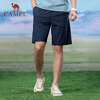 CAMEL 骆驼 男装速干五分裤2023春季新款透气宽松短裤黑色外穿休闲运动裤