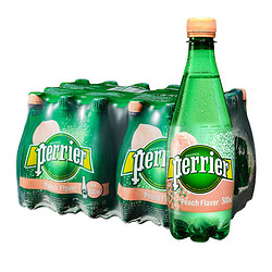 perrier 巴黎水 法国巴黎水500ml*24瓶桃子味Perrier含气矿泉水气泡水全国包邮