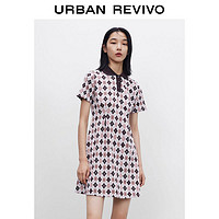 URBAN REVIVO UR女装复古薄款菱格polo宝藏连衣裙WU07R7AN2000