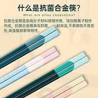 88VIP：唐宗筷 子家用高档新款个人专用一人一筷可爱合金筷子抗菌餐具5双