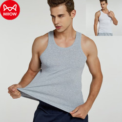 miiow猫人纯棉男士背心外穿打底衫全棉工字运动背心