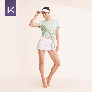 Keep瑜伽服短袖女普拉提训练健身运动上衣速干跑步绑带T恤显瘦夏 氧气紫 XS