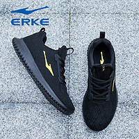 抖音超值购：ERKE 鸿星尔克 男鞋官方旗舰夏季透气新款防滑黑色运动鞋男款网面跑步鞋
