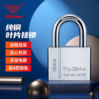 PLUS会员：飞球 Fly.Globe）挂锁 防水防锈门锁工具箱包锁防盗窗锁小锁头30mm