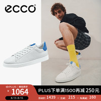 爱步(ECCO)休闲鞋男鞋 新品低帮百搭系带潮流板鞋 街头轻巧521304 白色/电光蓝52130460356 42