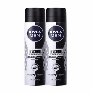 88VIP：NIVEA 妮维雅 男士黑白出众爽身气气雾香体止汗150ml*2止汗露