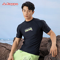 kappa男士泳衣2023新款防尴尬上衣男生大码专业速干男款游泳装备 黑色长袖 2XL