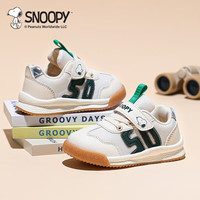 SNOOPY 史努比 童鞋儿童运动鞋网面透气男童鞋秋季新款休闲鞋 米绿 24码 适合脚长13.8-14.3cm