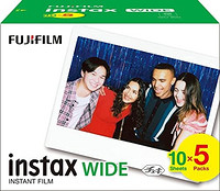 INSTAX Wide Film，相机胶片5 包5x10 次曝光,白色