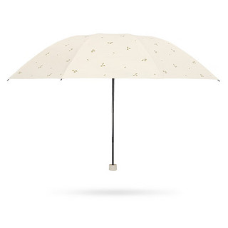 天堂伞遮阳伞太阳伞黑胶防晒伞防紫外线三折便携晴雨两用伞女 小樱桃 奶酪色