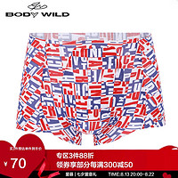 BODYWILD 爱慕集团BODY WILD内衣男士莫代尔裸感贴身舒适无腰边中腰平角内裤 ZBN23PC2 白色印花180