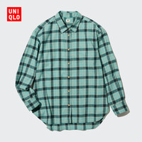 优衣库 女装 法兰绒格纹衬衫(长袖 衬衣内搭外穿) 457497 UNIQLO