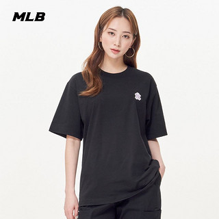 MLB 官方 男女情侣纯色刺绣logo短袖休闲时尚T恤23夏季新款TSB02