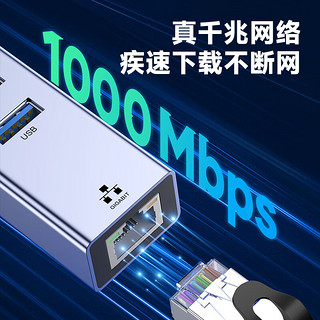 CangHua USB3.0转千兆网口扩展坞分线器HUB集线器 笔记本电脑网线转接头RJ45转换器台式机苹果华为拓展免驱动