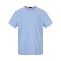 男士透气纯棉休闲舒适圆领短袖T恤 XL 亮天蓝/白色