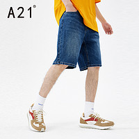 A21 男装五分裤2023夏季新款纯棉猫须纹休闲牛仔短裤R422126008
