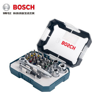 BOSCH 博世 26件套棘轮套筒螺丝刀扳装批头十字一字螺丝批组套数码维修手电钻配件 26件棘轮扳手批头套装