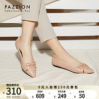 PAZZION 208-10A 蝴蝶结格羊皮单鞋