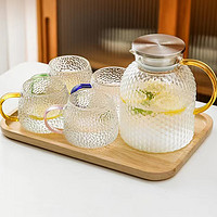 加厚玻璃杯耐高温喝水杯子带把手日式家用茶杯套装耐热锤纹牛奶杯