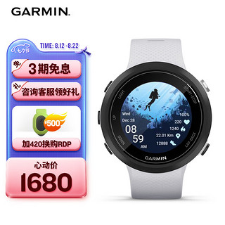 GARMIN 佳明 Swim2卵石白进阶游泳数据GPS开放性水域模式户外运动泳表送女友