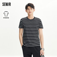 Semir/森马 条纹 男士T恤 白黑色调0219 165/84A/S