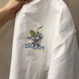 美式新款卡通复古情侣短袖T恤女百搭夏季潮流ins显瘦慵懒风上衣 不苟言笑  白色 2XL
