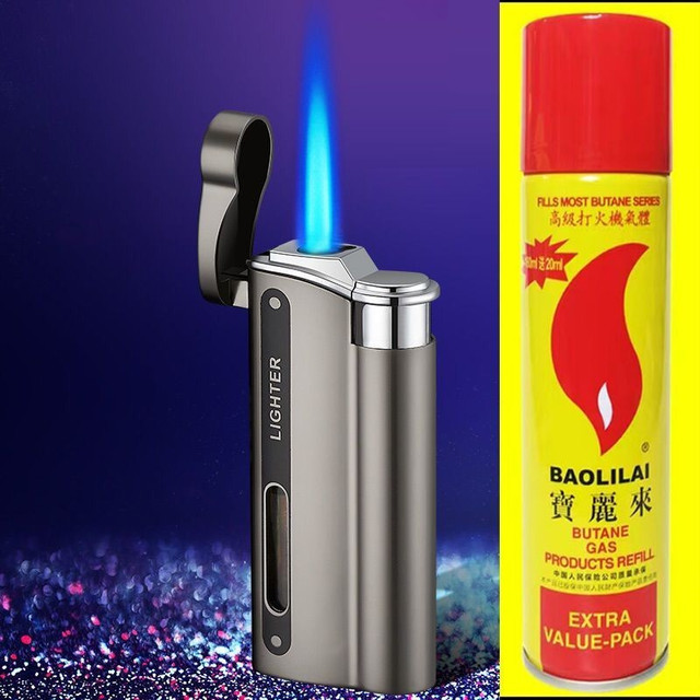 顶辉 抖音红火焰百草金属防风充气打火机高端生日礼品男女潮品礼物定制刻字广告log超薄直冲 黑色