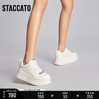 STACCATO 思加图 2023新款甜美休闲小白鞋增高厚底轻便松糕鞋女鞋C2301AM3C