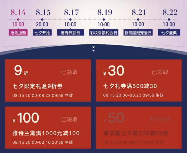 领9折券!中免日上 七夕美妆/护肤 送礼指南