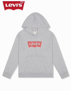 Levi's李维斯2023女士连帽卫衣oversize落肩情侣LOGO宽松上衣 灰色 S