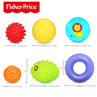 88VIP：Fisher-Price 婴幼儿玩具手抓球弹力球儿童礼物捏捏球1盒小皮球六件套0-3岁